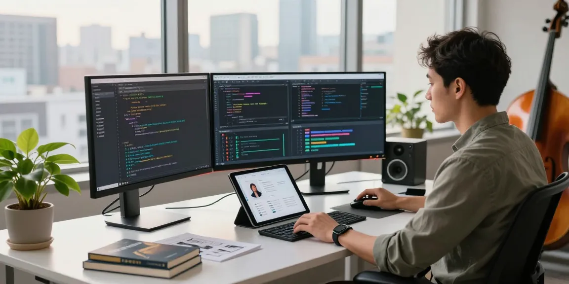 WPS Official Website depicted in a modern workspace with a software engineer coding.